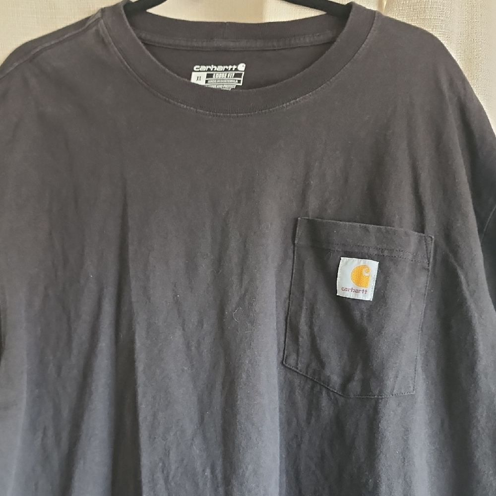 Carhartt Black Pocket Tee with Gold Logo Patch